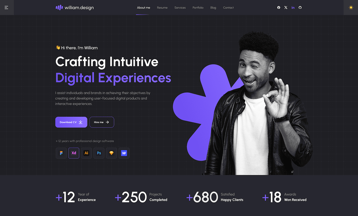 بصمـة – قالب السيرة الذاتية والمعرض الشخصي الاحترافي